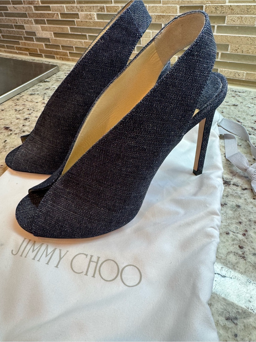 Jimmy Choo Indigo Denim Heels 39.5 With Dustbag